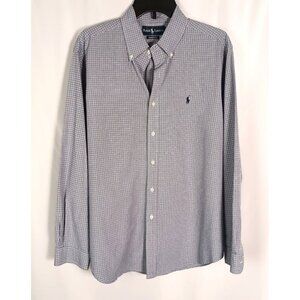 Ralph Lauren Classic Fit Long Sleeve Blue Plaid Dress Shirt Men 16.5 34/35